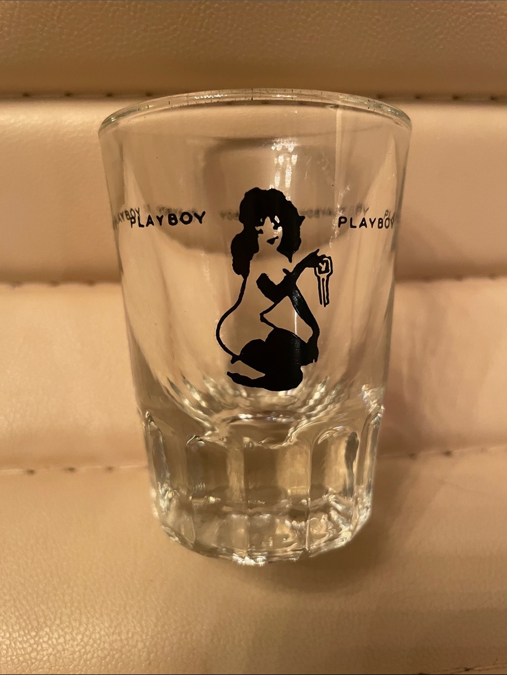 PLAYBOY Clear Shot Glass with Black Playboy Silhouette